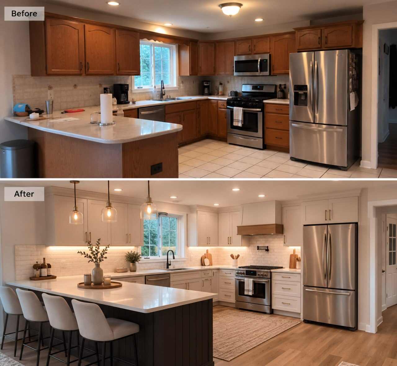 Kitchen remodel before and after