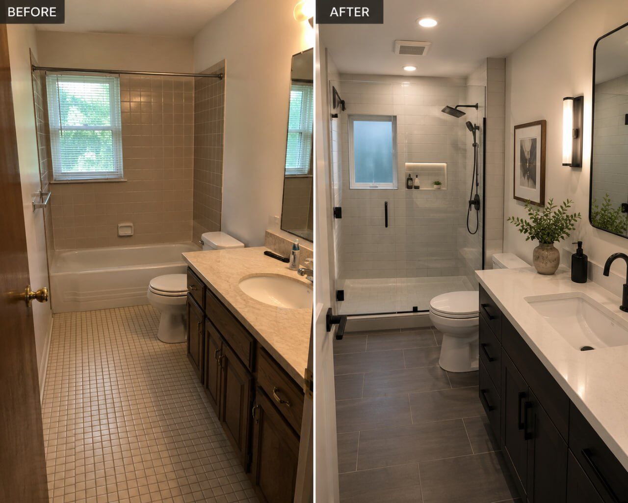 Bathroom renovation before and after